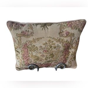 French Country Tapestry Lumbar Pillow Pastoral Toile Floral Cottagecore